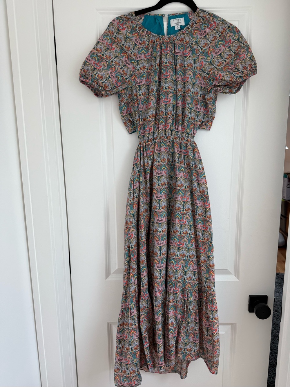 J. Crew Liberty Cotton Multi-Color Paisley Puff-Sleeve Maxi Dress